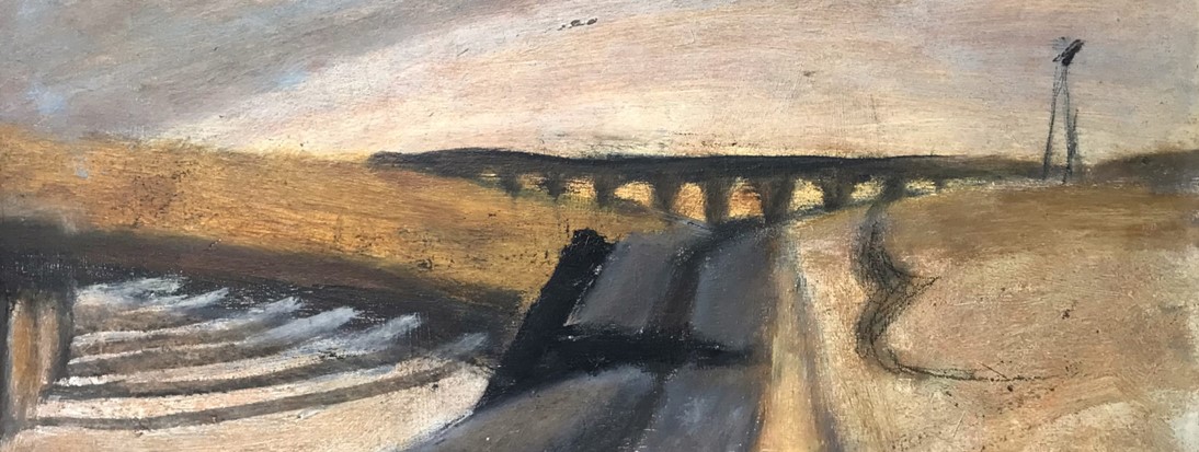 Peter Potworowski Banner Painting of a Wiltshire landscape