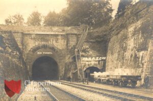 Postcard showing a train tunnel