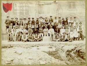 Photograph of workmen at Hazelbury Manor