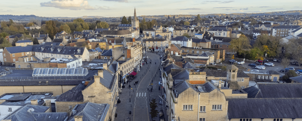 Photograph of the chippenham high street from above