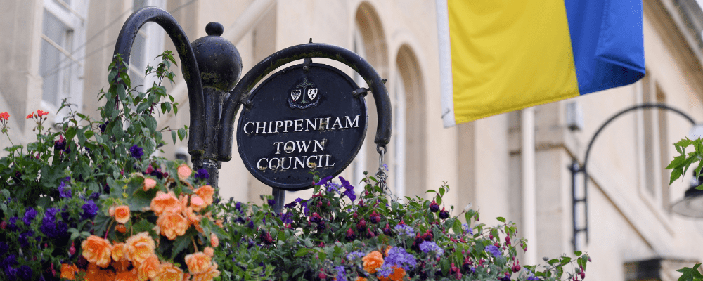Town Hall Sign Ukraine Flag Header Image Photograph of chippenham town council sign