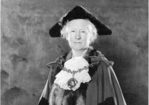 Mrs M Culverwell Into the 20th Century Vintage black and white photograph of first female mayor of Chippenham