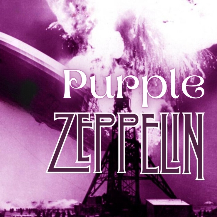 Purple Zeppelin promo poster with large written logo on a purple background