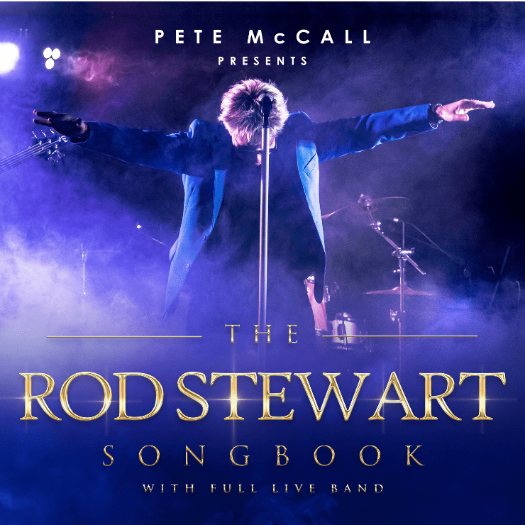 The Rod Stewart Songbook promo poster - Performer with arms outstretched in front of microphone.