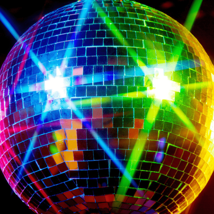 Disco ball with multicoloured lights