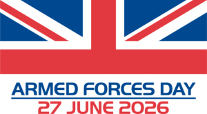 Armed Forces Day logo with Union Flag and the date 27 June 2026 Armed Forces Day logo with Union Flag and the date 27 June 2026